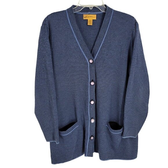 Nordstrom E Wear 1X striped heavy thick Cardigan grandpa sweater wool blend twee - Picture 1 of 3